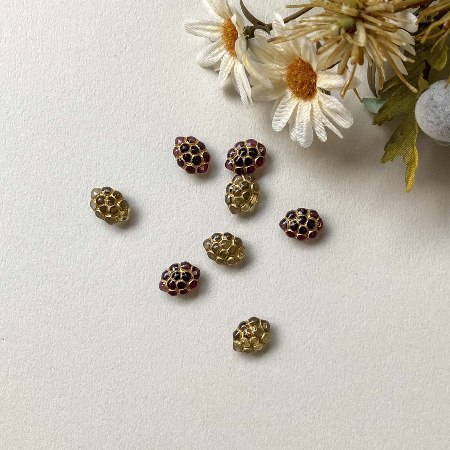 ぶどう風チェコガラスチャームパック（4p） | Dua-アクセサリーパーツ