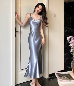 ★送料無料★7号(S)☆とろみサテン光沢のあるキャミワンピース[OPN1010]