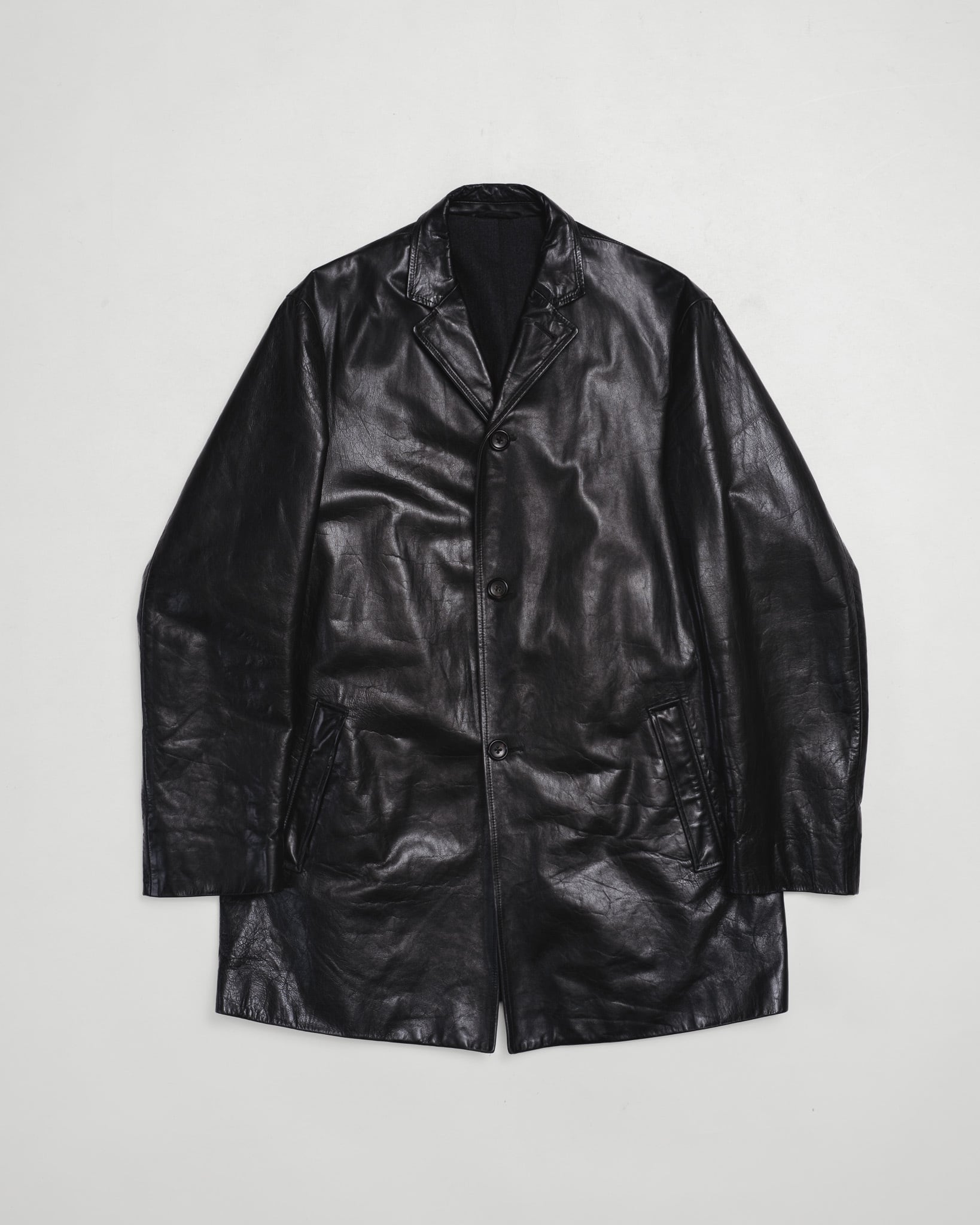 1997-1999] “JIL SANDER” Leather Tailored Half Coat (Designed by
