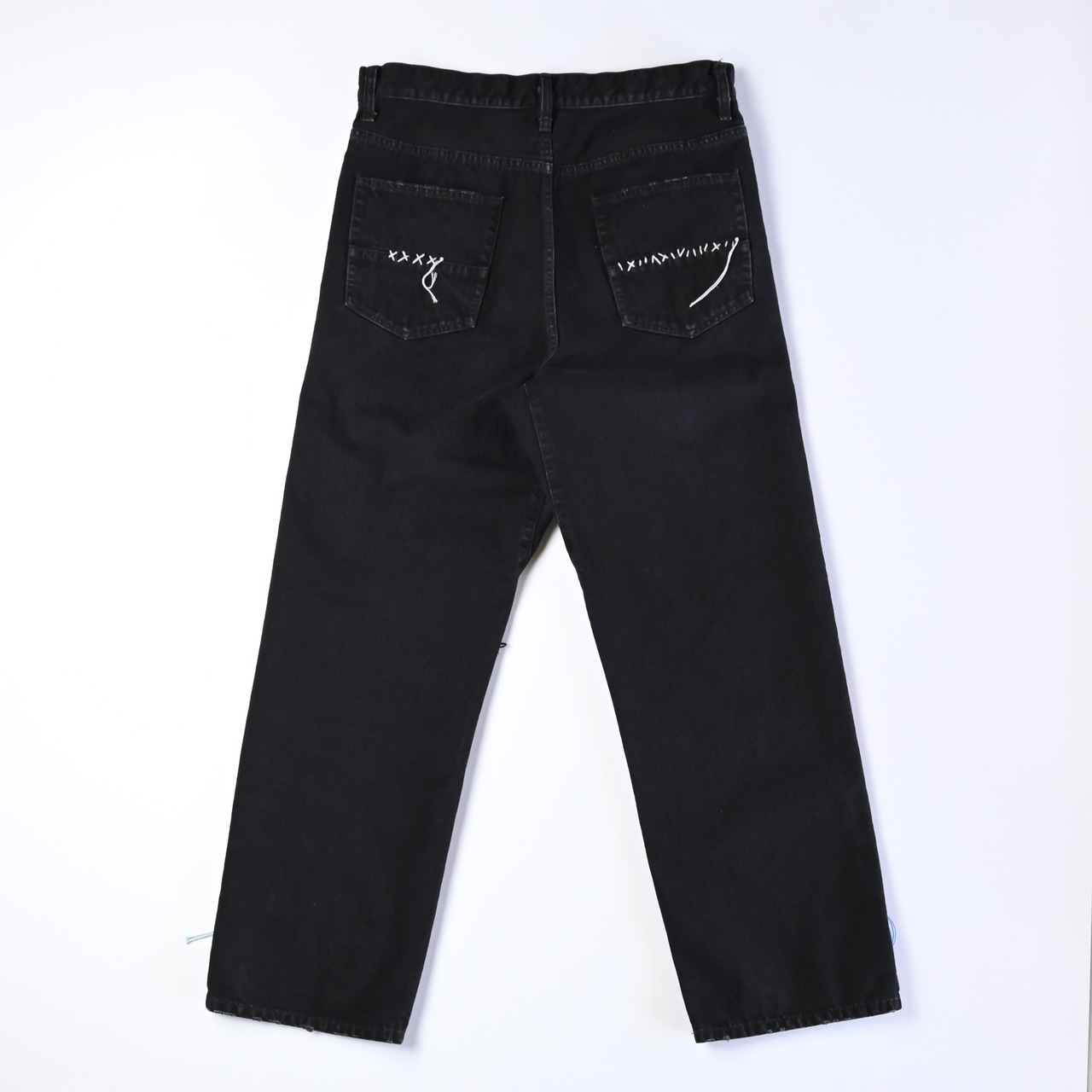 KUON / Sashiko Mended Black Denim Trousers