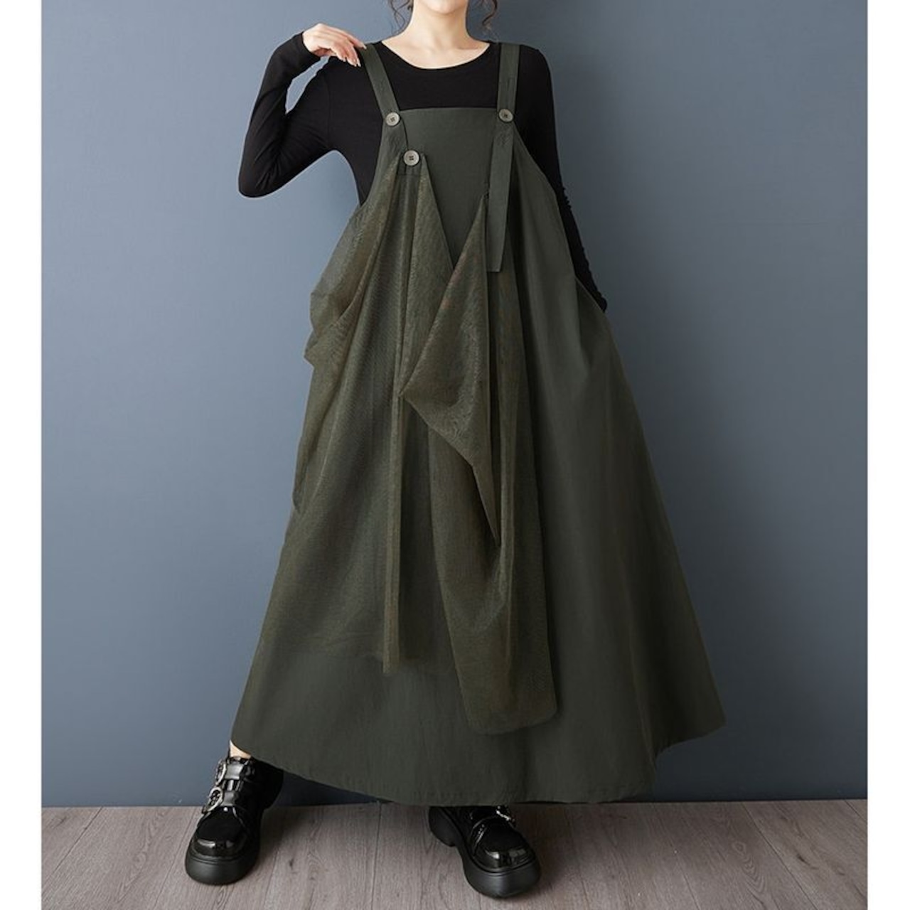 レイヤード チュール サスペンダースカート 00355