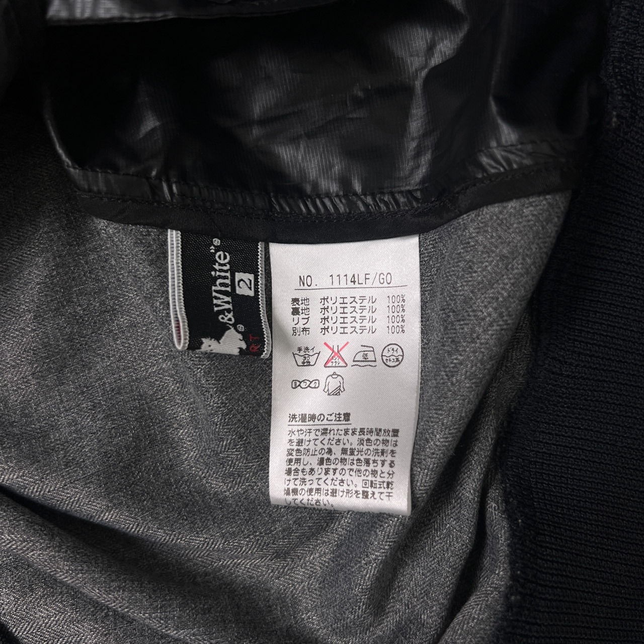 Black & White ブラックアンドホワイト チェック柄 半袖ジップアップジャケット 2/フード収納 ワッペン付き