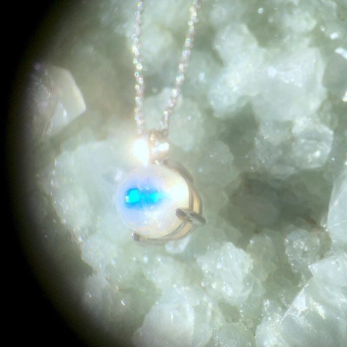 【一点物】✦6月の誕生石✦⋆.·SV925⋆.満月レインボームーンストーンPetitネックレス⋆.·Moonlit Dream.·✦no99