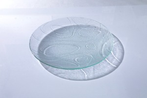 昭和型板ガラス「みずわ」　皿　円形　大（Φ180mm）