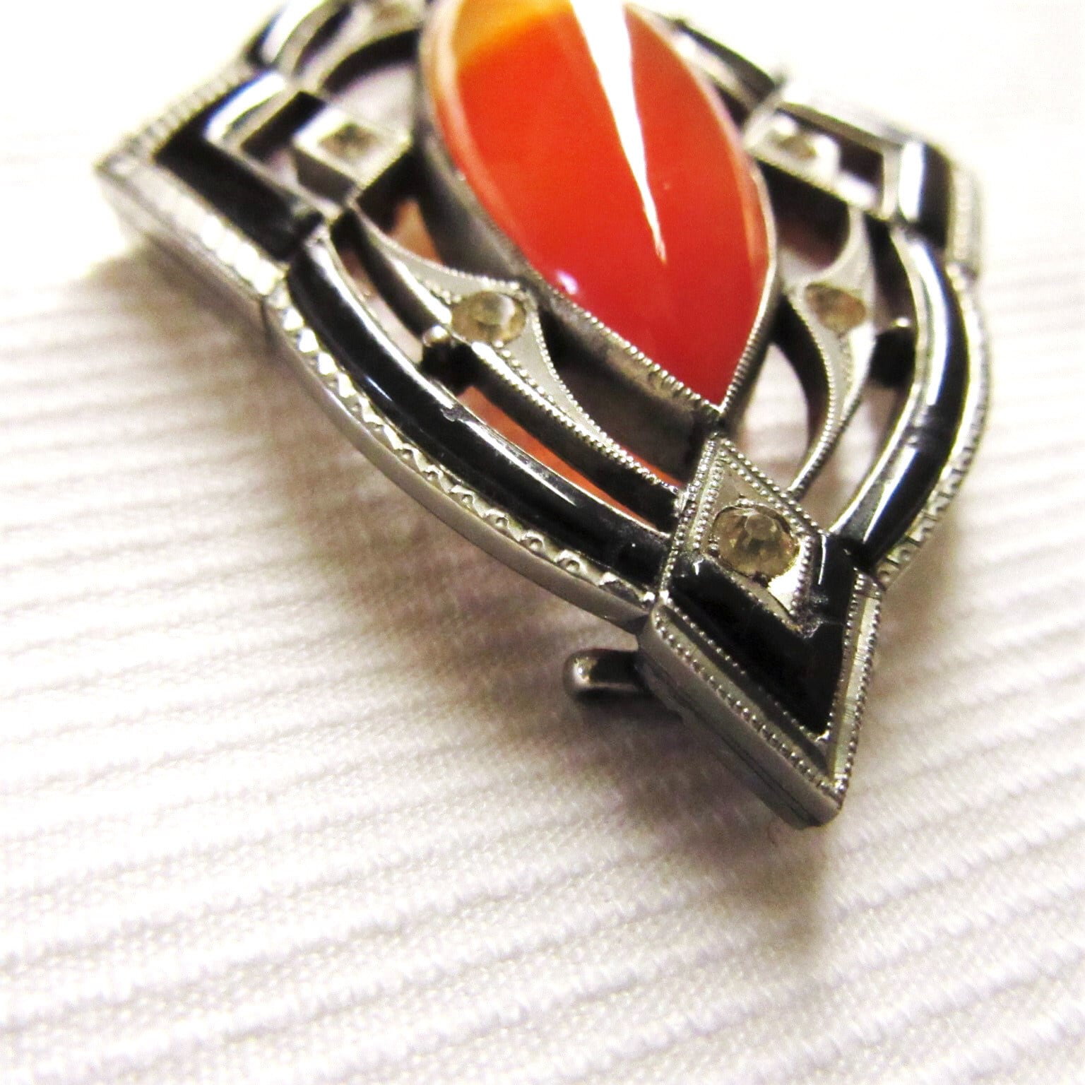 瑪瑙と鼈甲 アール・デコ アンティーク 帯留 着物 | アンティーク着物