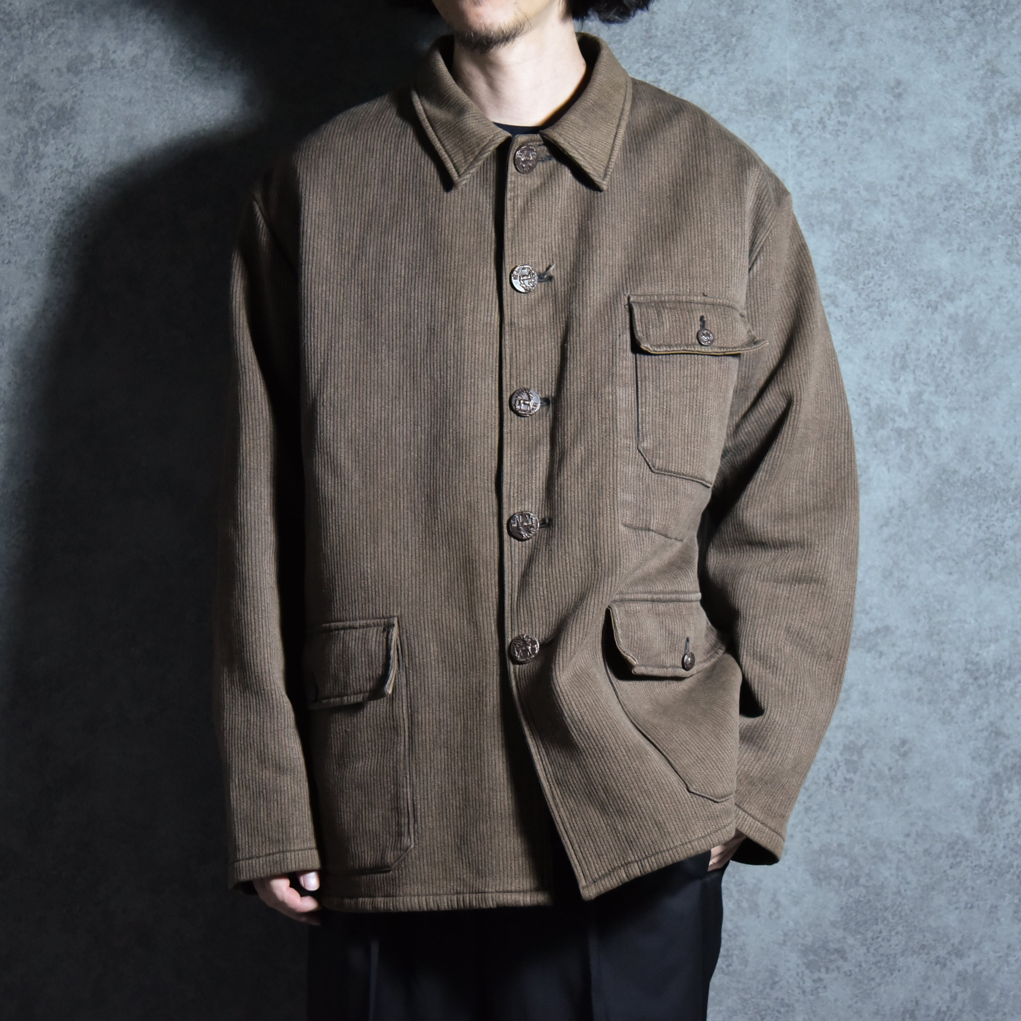 50s Le Mont Saint Michel French Vintage Hunting Pique Jacket With