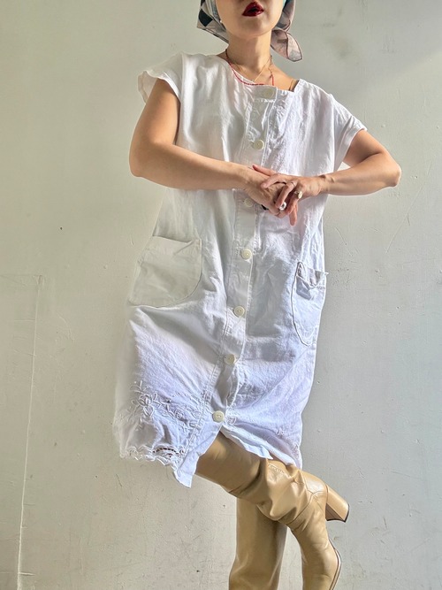 ①"Each Price Market" Vintage Cutwork Linen Dress