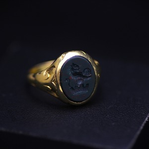 Bloodstone Intaglio & Gold Ring