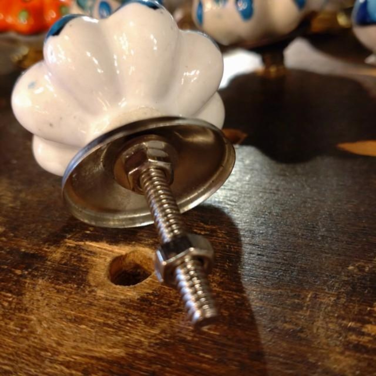 India Blue Pottery Knob Drawer Pull Handle 8Type in Total Pottery