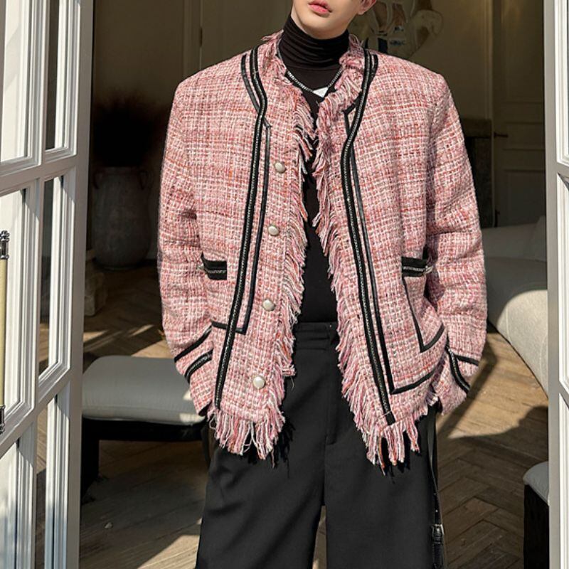 チェック柄フリンジジャケット C10521
