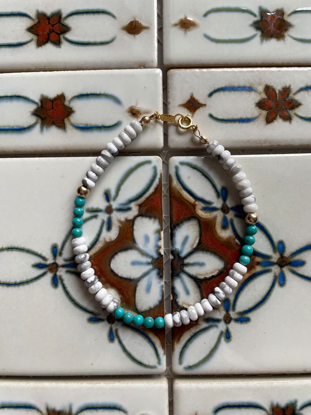 ハウライト×ターコイズ×goldアンクレット