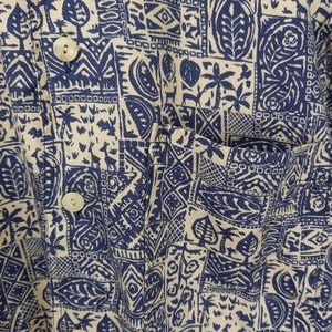 90s　ウールリッチ　総柄シャツ　半袖　ネイティブ　ネイビー　M