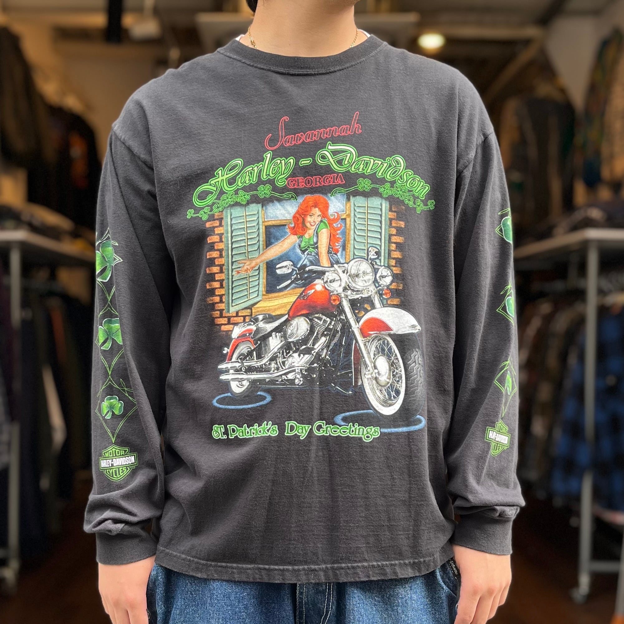 harley davidson フレイム ロンT 00s 00's Harley Davidson ファイヤーフレイム ロン T 大人気 00's HARLEY