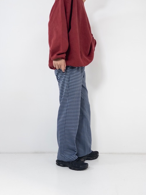 80s 90s 千鳥格子柄 No-tuck slacks