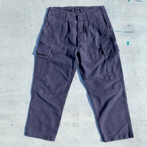 ドイツ軍 ジャーマンクロスカーゴパンツ ネイビー ジャングルクロス コットングログラン フェード ナス紺 ユーロミリタリー w31 希少 ヴィンテージ