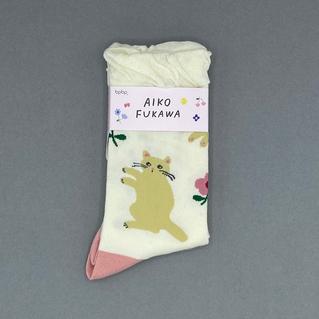 【Aiko Fukawa】布川愛子 SOCKS お花と猫 ソックス