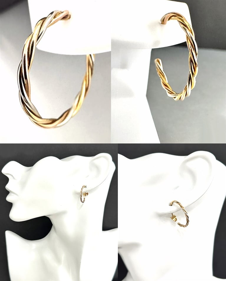 CARTIER / カルティエ トリニティ ピアス ツイスト フープ K18 スリー