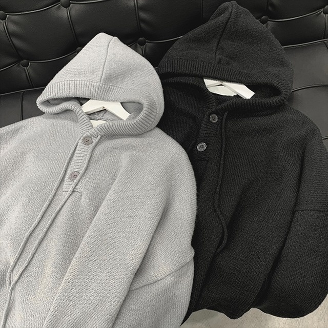 フード付き セーター 長袖 ニット パーカー リブニット ストリート バルーンスリーブ ドロップショルダー メンズ 取寄 発送目安14 21日営業日 Laff Store For Men ショップ情報 配送スケジュールを必ずご確認下さい