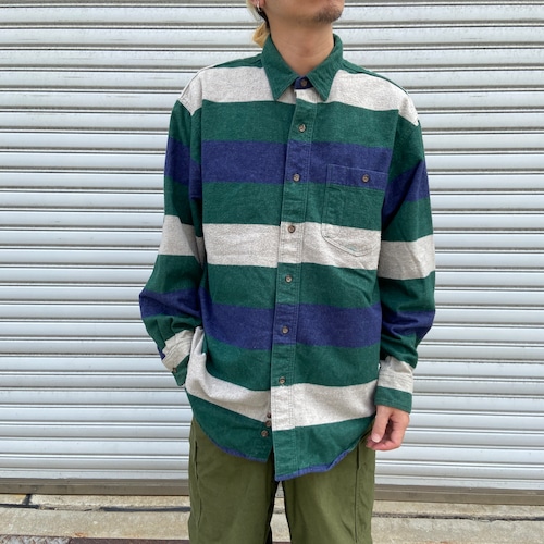 　80s 90s USA製　Eddie Bauer 黒タグ　フランネルシャツ　L