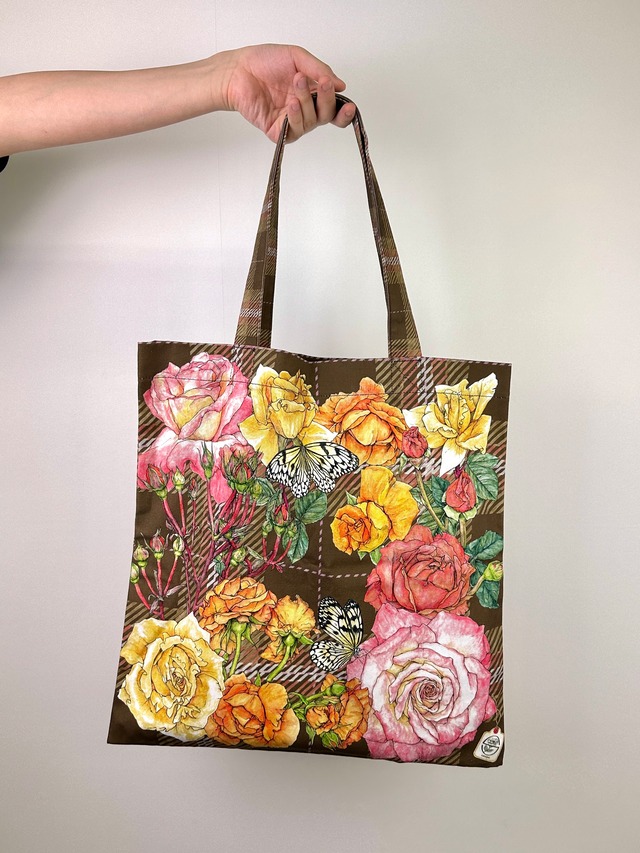 プリントトートバッグ【ローズブラウン】