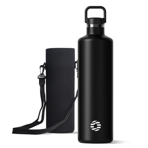 【数量限り】FJbottle 水筒 1.75リットル 真空断熱 保温 保冷 第2世代 ステンレスボトル 直飲み スポーツボトル スポーツ飲料対応 水筒カバー付き 男の子 女の子 大人 子供 ブラック