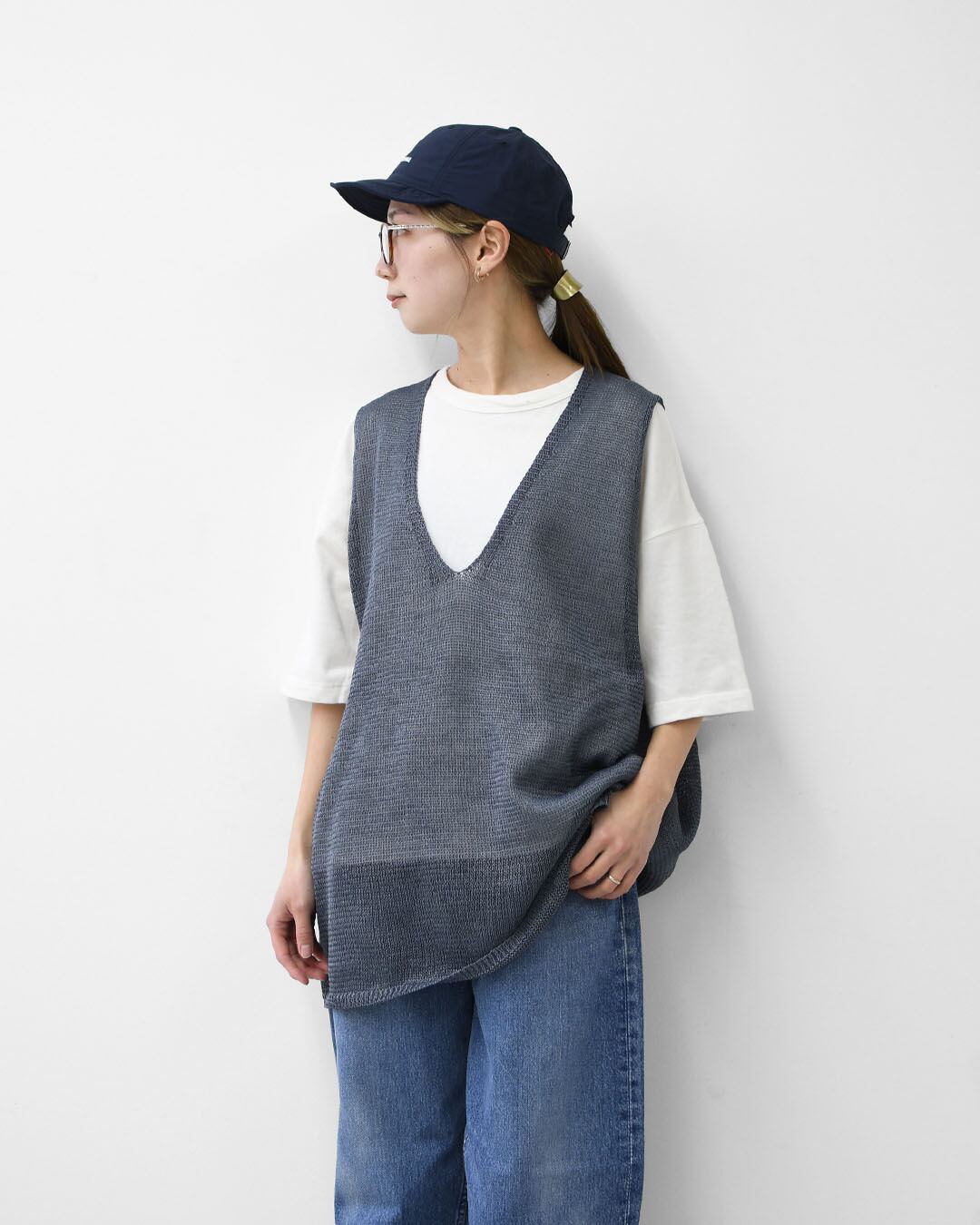 mizuiro ind [ミズイロ インド] wide V neck vest [1-220062] ワイドV