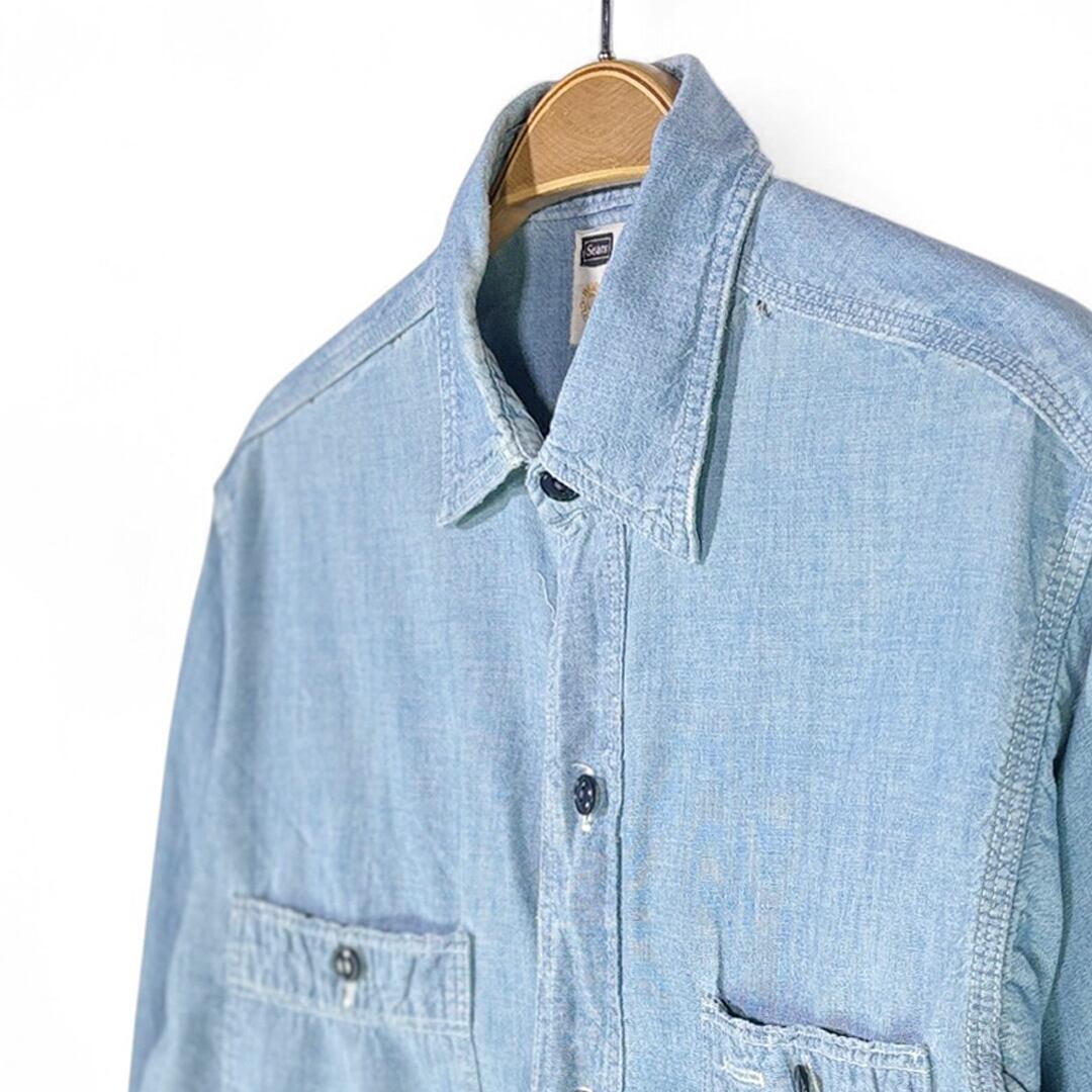 70s シアーズ ヴィンテージシャンブレーシャツ トリプルステッチ