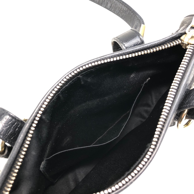 Yves Saint Laurent イヴ・サンローラン トートバッグ ブラック レザー 金具 vintage ヴィンテージ オールド 3tiyps