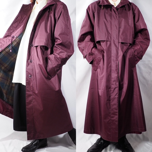 Dull Shining Bordeaux color Deformation Design long coat(made in Belarus)