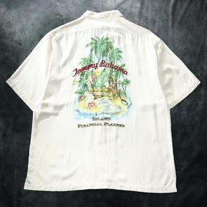 "TOMMY BAHAMA" resort motif embroidery backdesign "silk"shirt