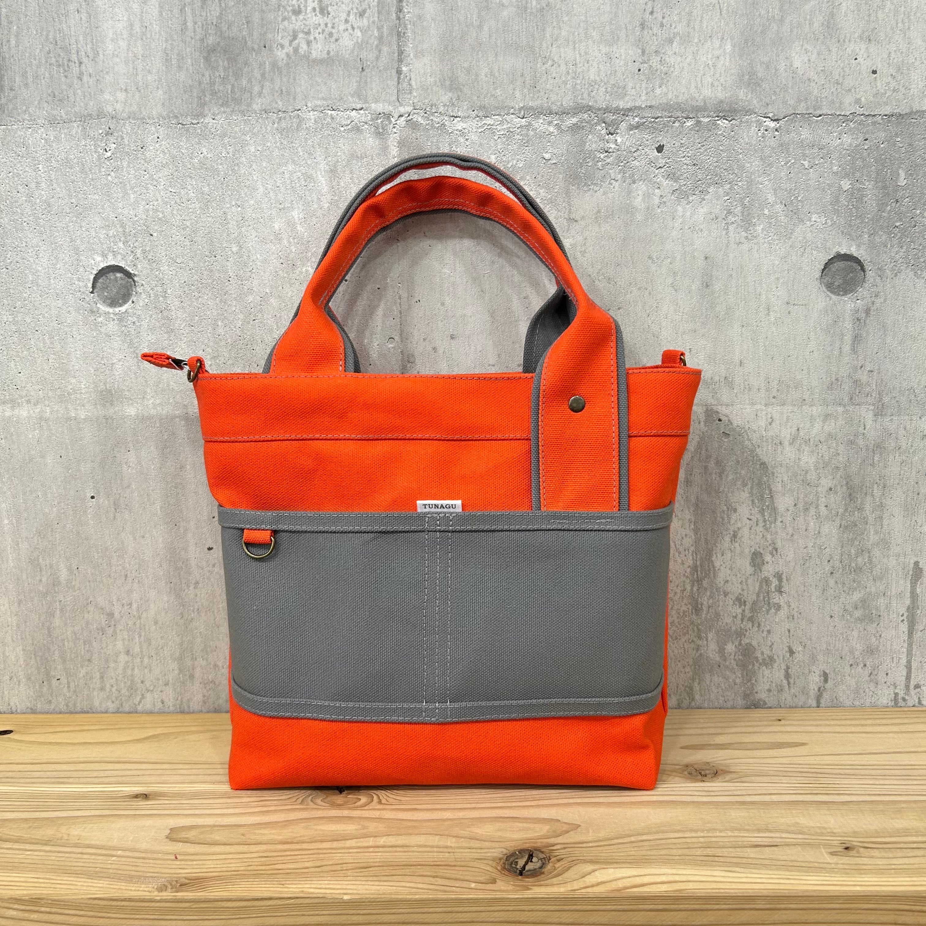 【ファスナーVer.】人気No.1.▽Bi Color Tote "M"【スカーレット×濃グレー】