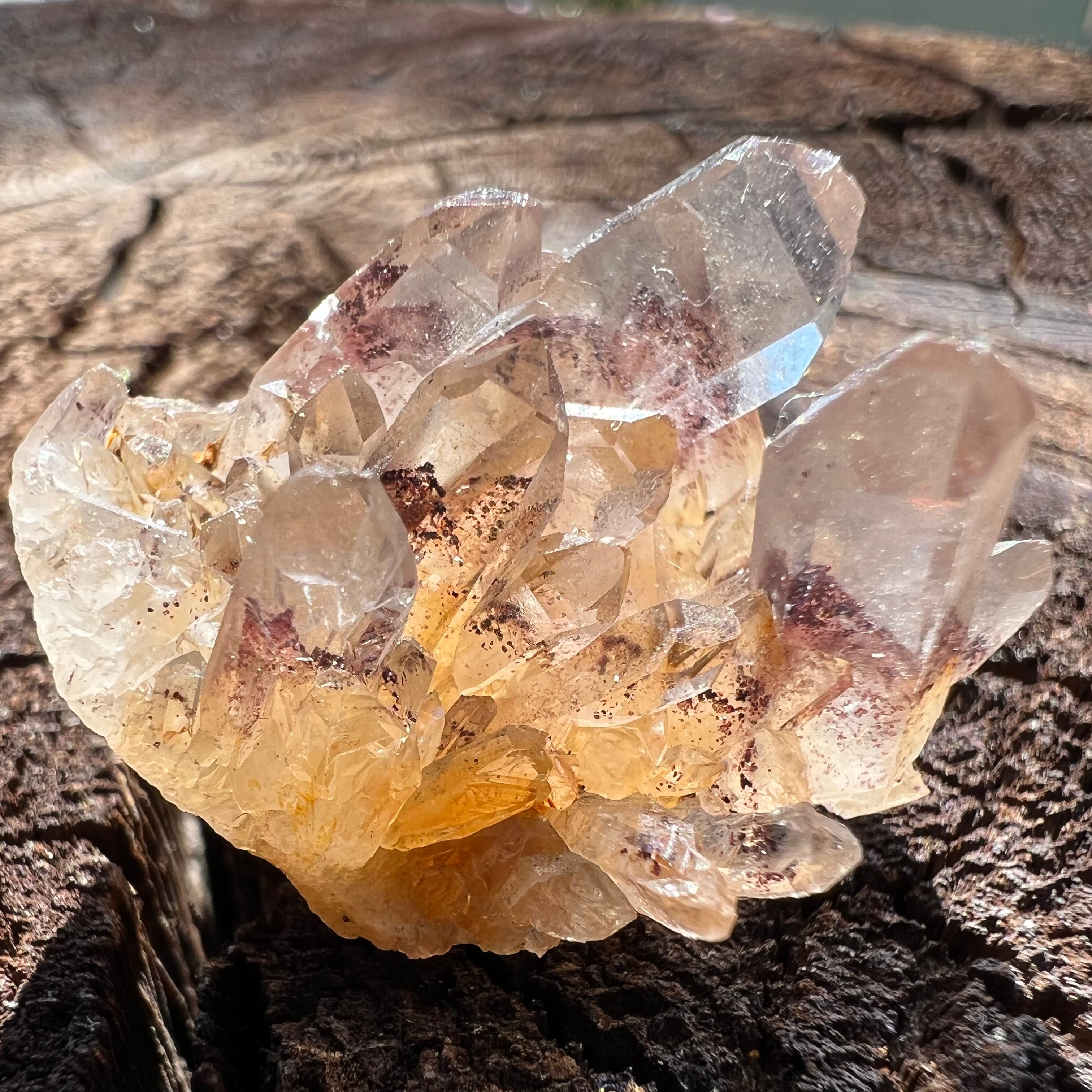 2石セット 南インド産 レッドファントムクォーツ ミニクラスター 水晶