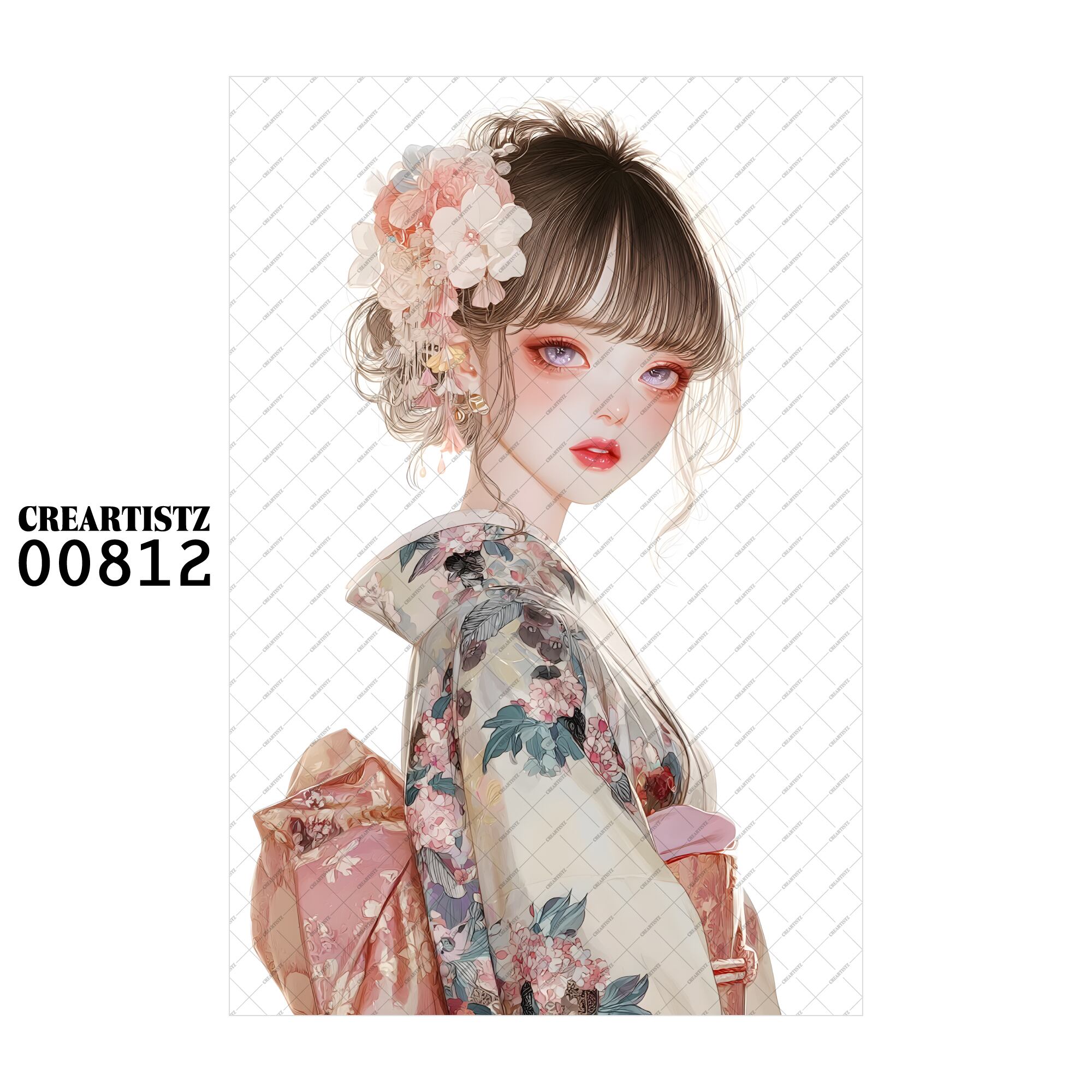 00812 ガール キュート オリジナル ペーパー/ステッカー 4枚セット CREARTISTZ