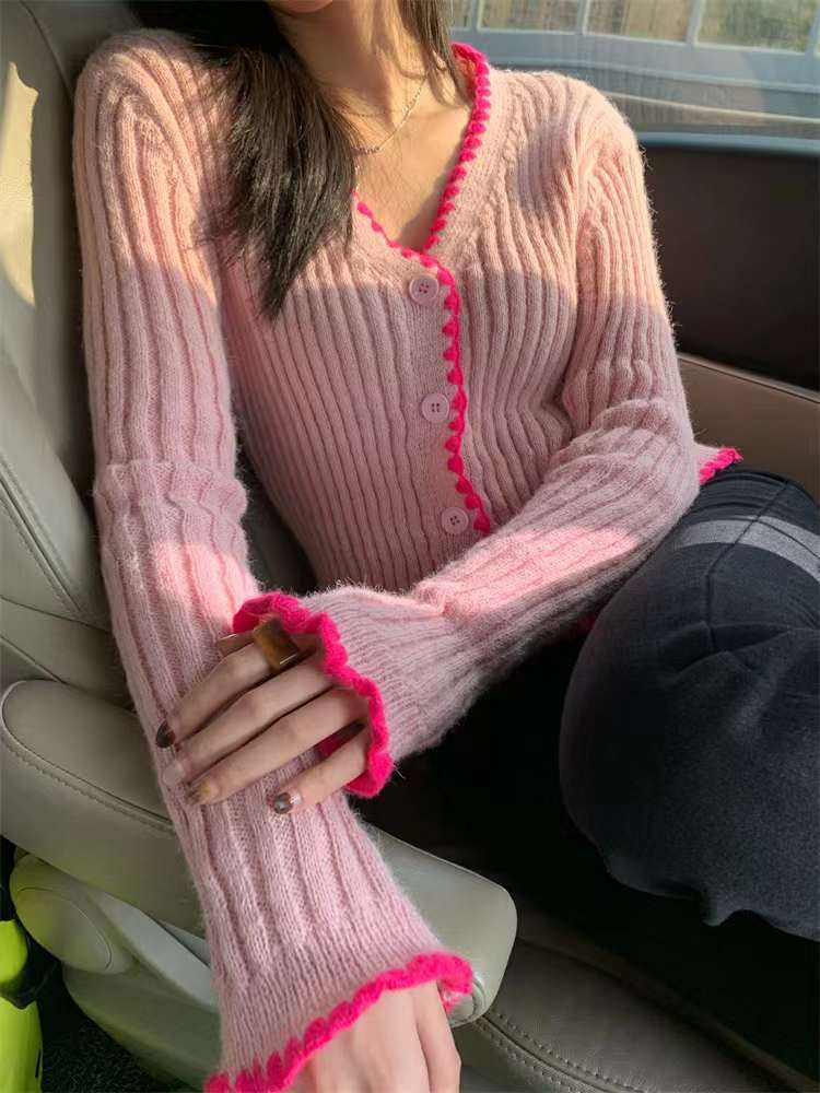 パイピング配色ニットカーディガン  AJ22231-6173