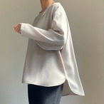 ダブルフェイスサテンブラウス／グレイ