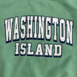 【GILDAN】WASHINGTON ISLAND ワシントン島ロゴ プリント スウェット トレーナー プルオーバー L ミントカラー ライトグリーン US古着