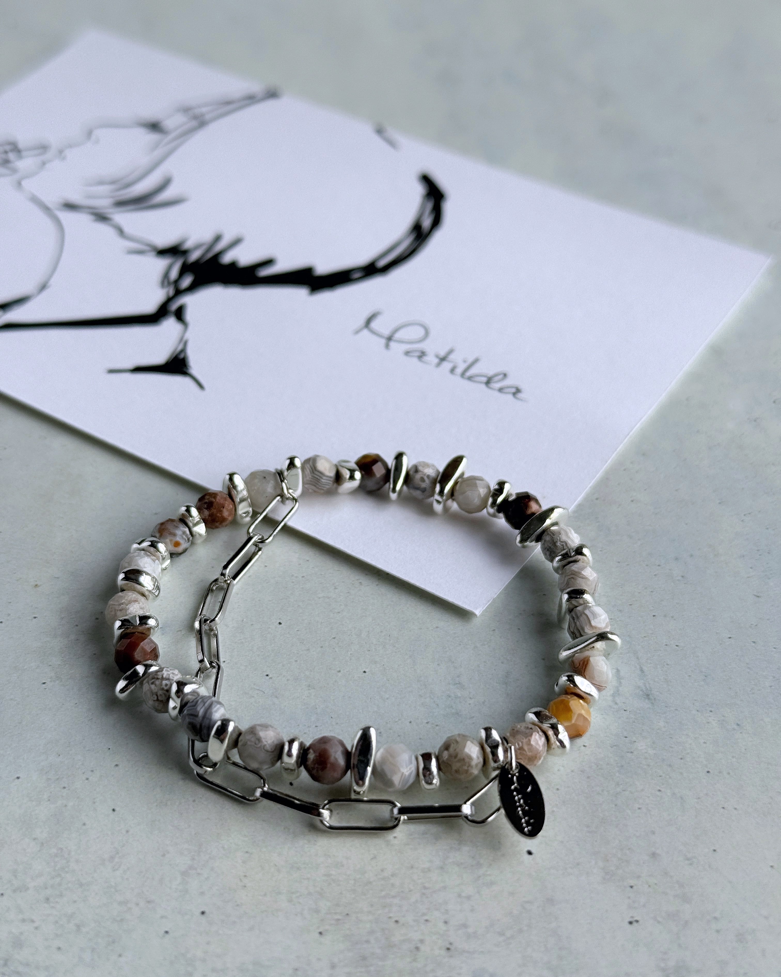 Chain & stone bracelet(ラグナレースアゲート)