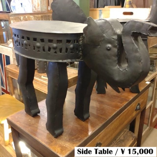 【One-of-a-kind Item】Iron Elephant Indonesia Made of Iron Side Table Antique Style Changes over time Display Interior goods