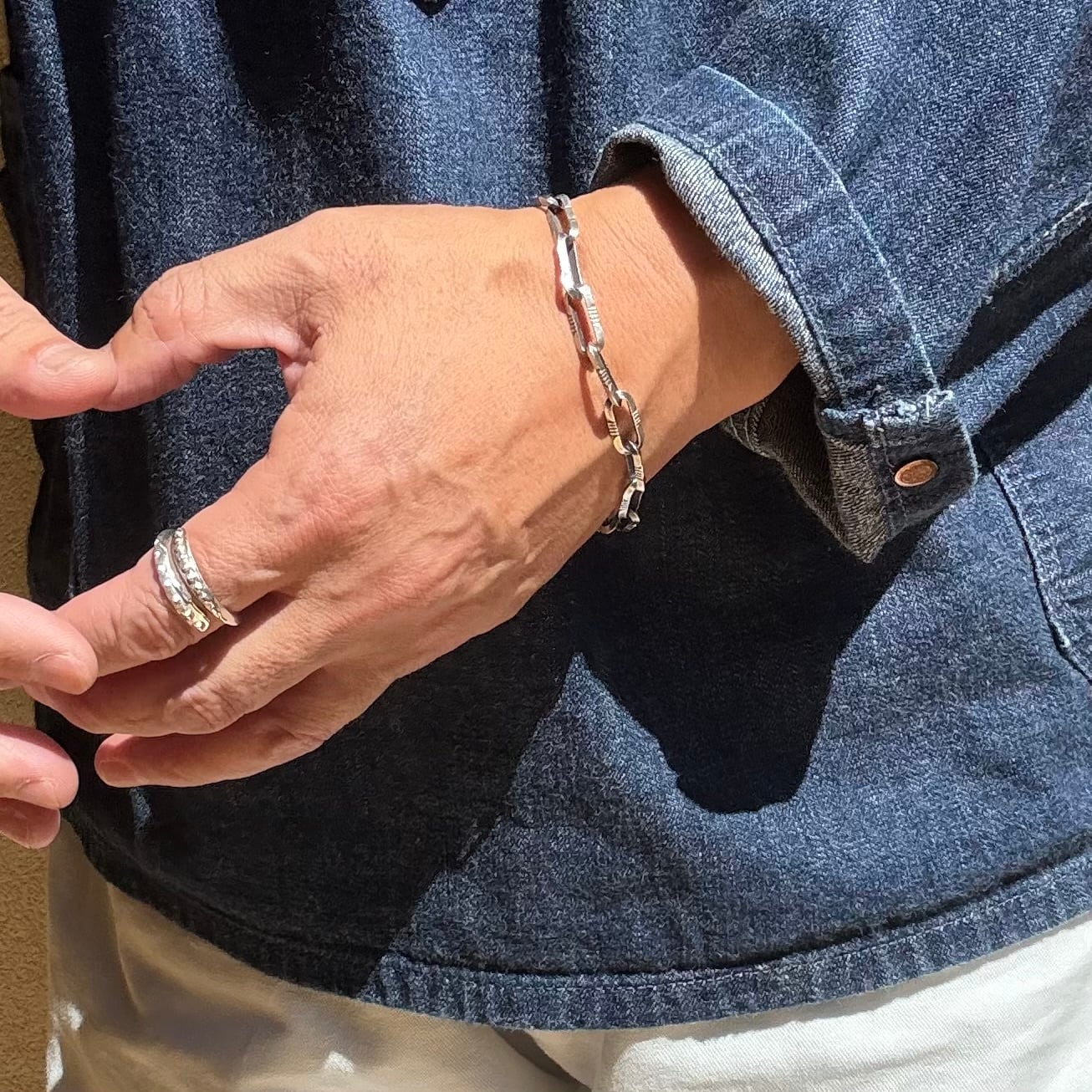 Navajo Chain Bracelet （Triangle Wire Sawed） Size L-XL ナバホ