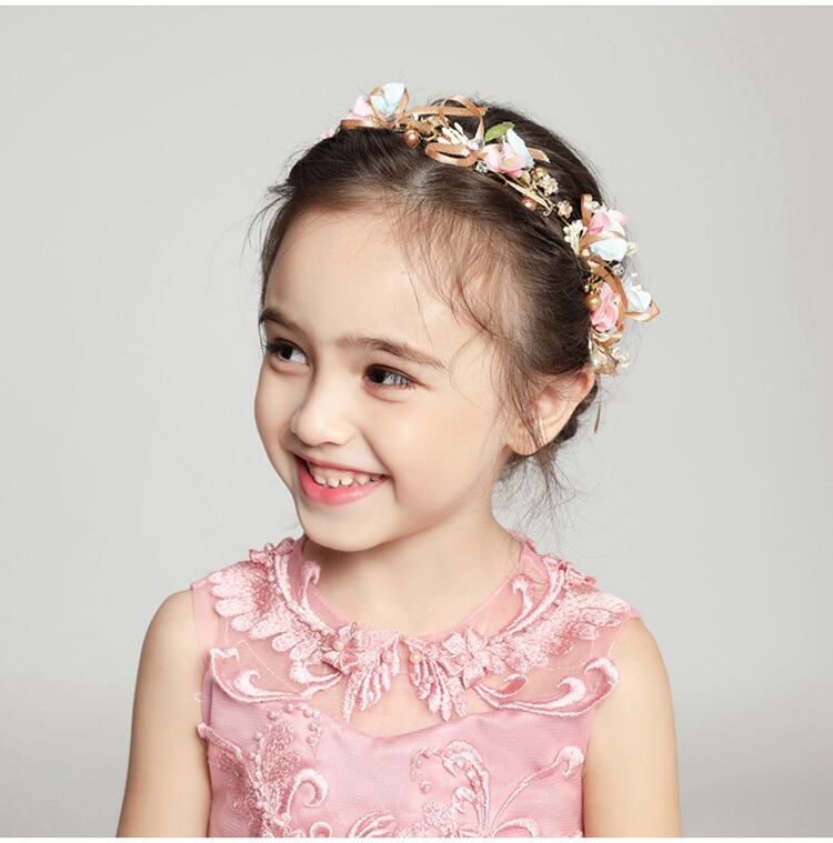 子どもカチューシャ フラワーティアラ 子供用 フォーマル用 髪飾り ヘアアクセサリー 結婚式 発表会 人気商品 Elegant