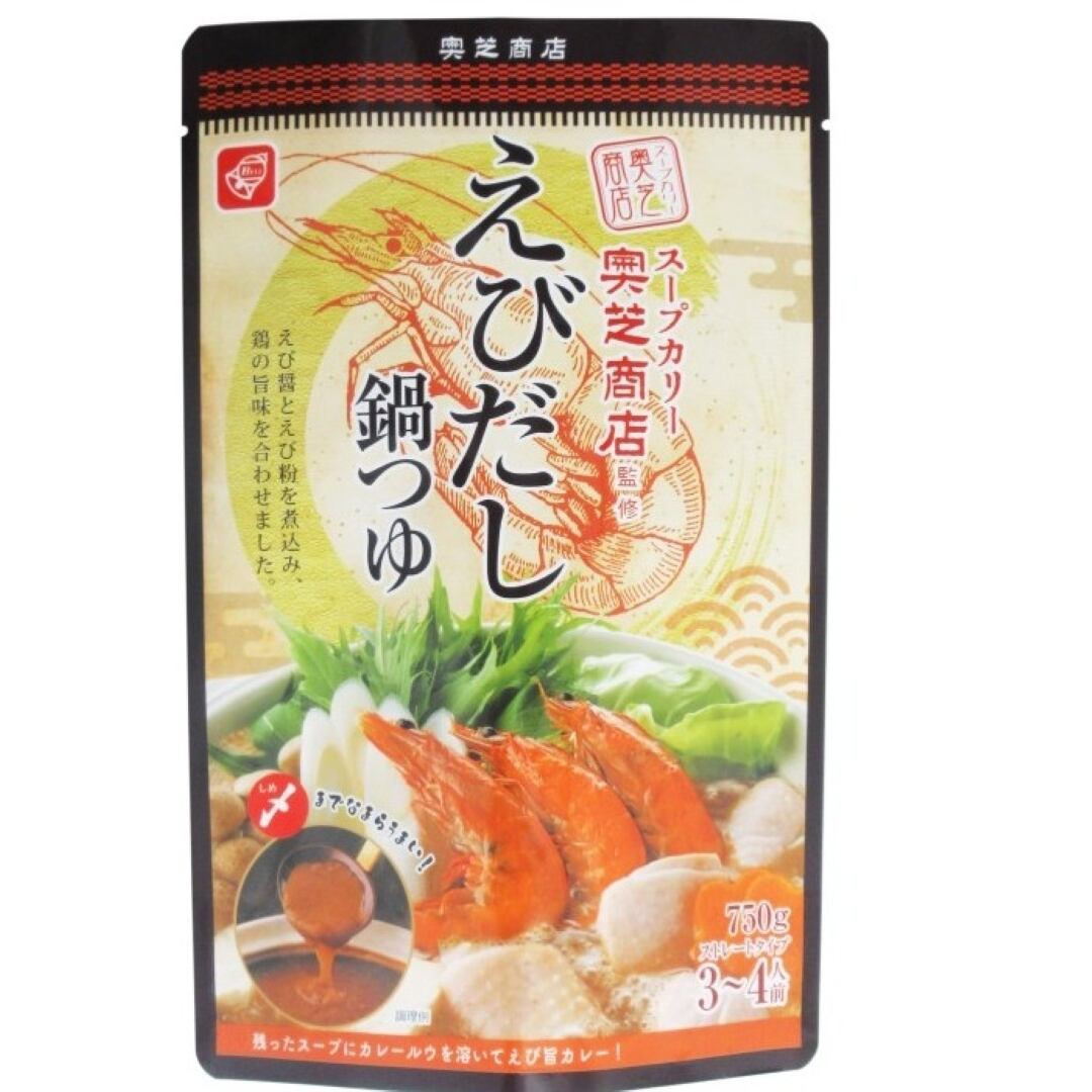 〈不二屋本店〉ベル食品 奥芝商店監修 えびだし鍋つゆ 750g