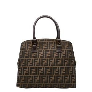 フェンディ ズッカ ハンドバッグ ベージュ ブラック キャンバス レディース FENDI 【中古】