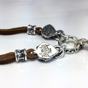 LEATHER NECKLACE 2 BEADS [SKULL & WOLVES] / スカル＆ウルヴスレザーネックレス