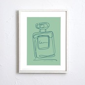 EAU DE PARFUM N°21｜香りの余韻を一筆で描くミニマル香水ラインアートポスター｜洗練と静けさを纏う一枚｜A3ポスター