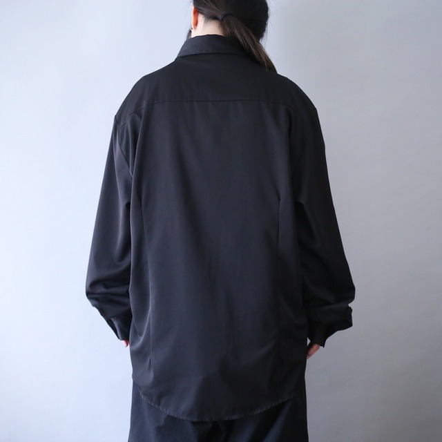 "刺繍×薔薇" one point design loose silhouette black mode shirt