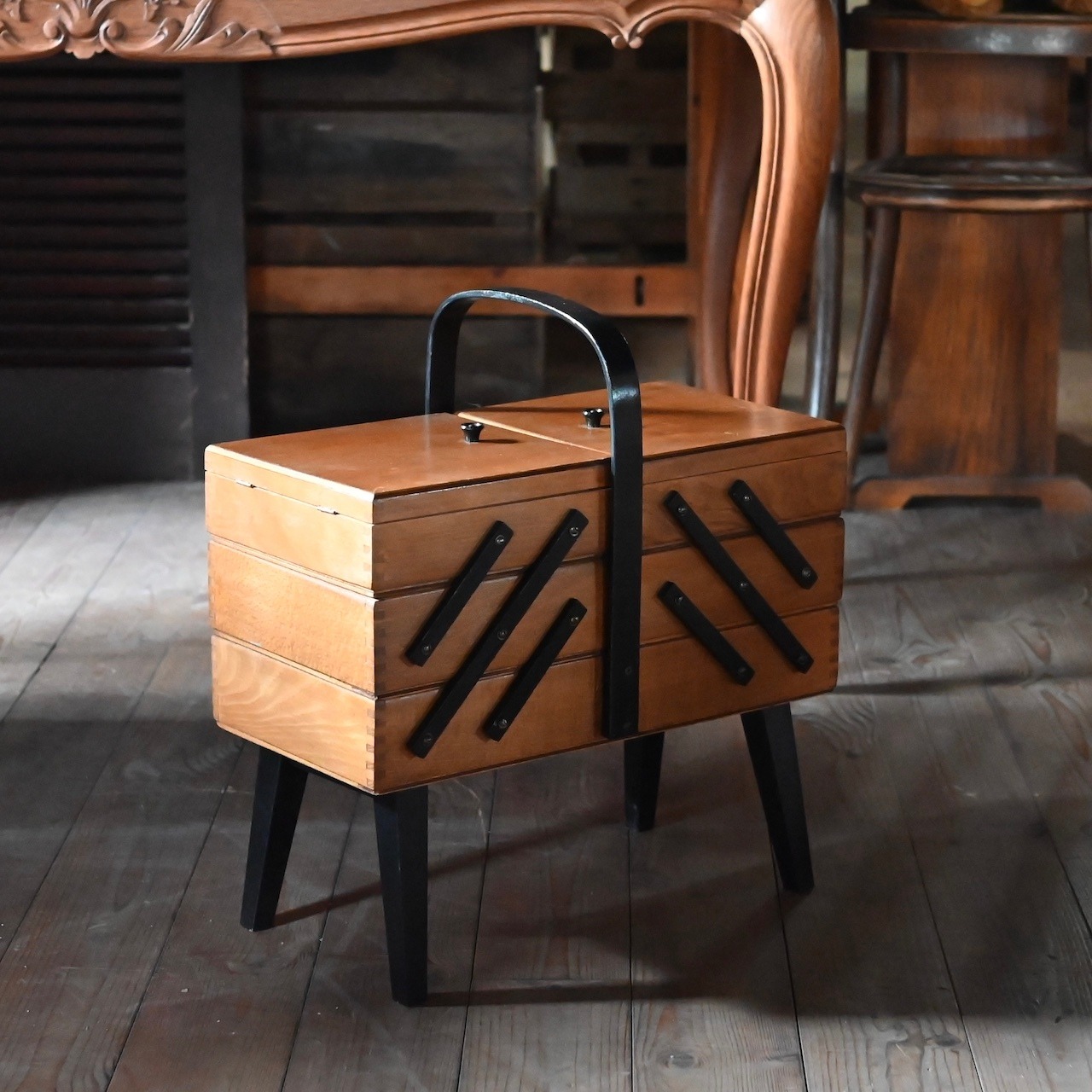 Sewing Box / ソーイングボックス【C】〈 裁縫箱・収納・文具・店舗什器・アンティーク・ヴィンテージ 〉113815