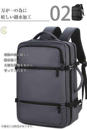 リュック バックパック リュックサック レディース メンズ 大容量 頑丈 シンプル ビジネス 収納 撥水加工 USB充電口付き 通気性 ブラック