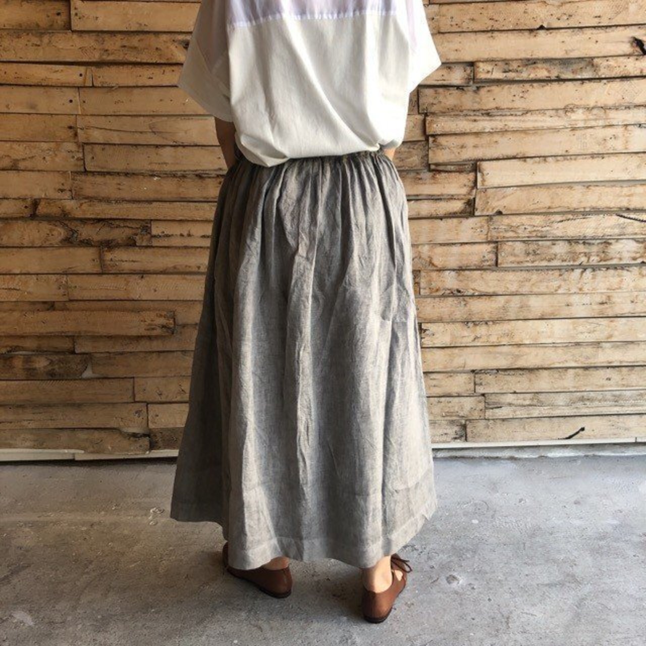 ichi Antiquite's　草木染リネンスカート　スミ【送料無料】【SALE】