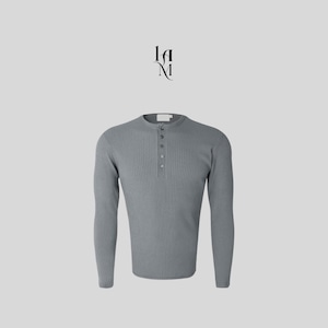 【MuscleFit】Ribbed Raglan Henley Neck Long Tee (5color)