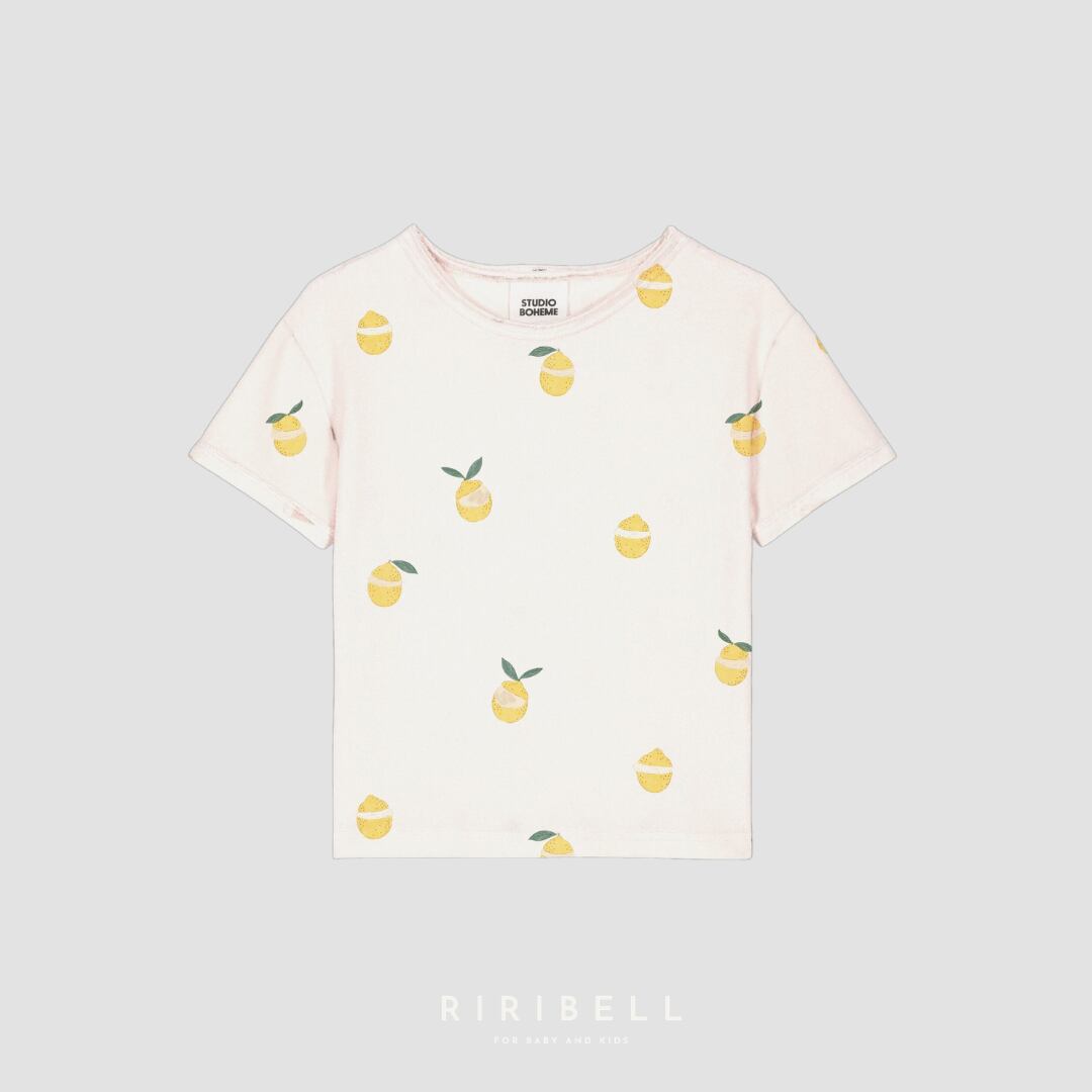 予約/送料無料【STUDIO BOHEME】TSHIRT ESSENTIAL - SAND / LEMON (terry) 18m,24m